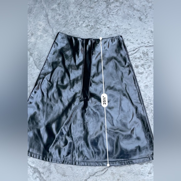 High Waisted Black Vinyl Midi Skirt black small - Picture 4 of 11